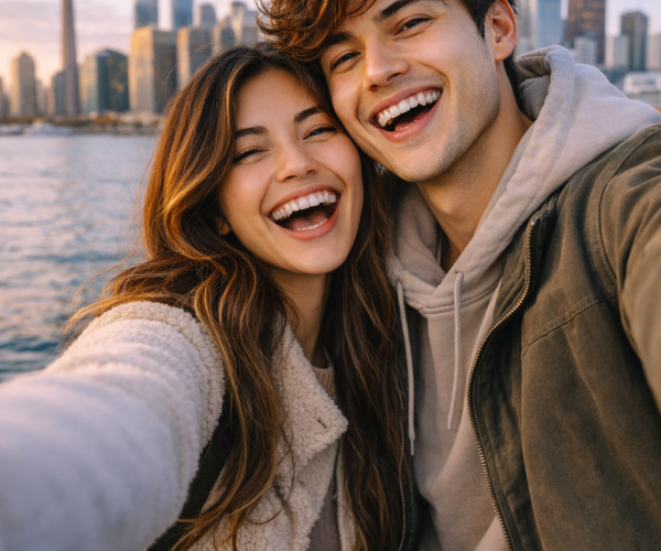 A sunset selfie by the waterfront